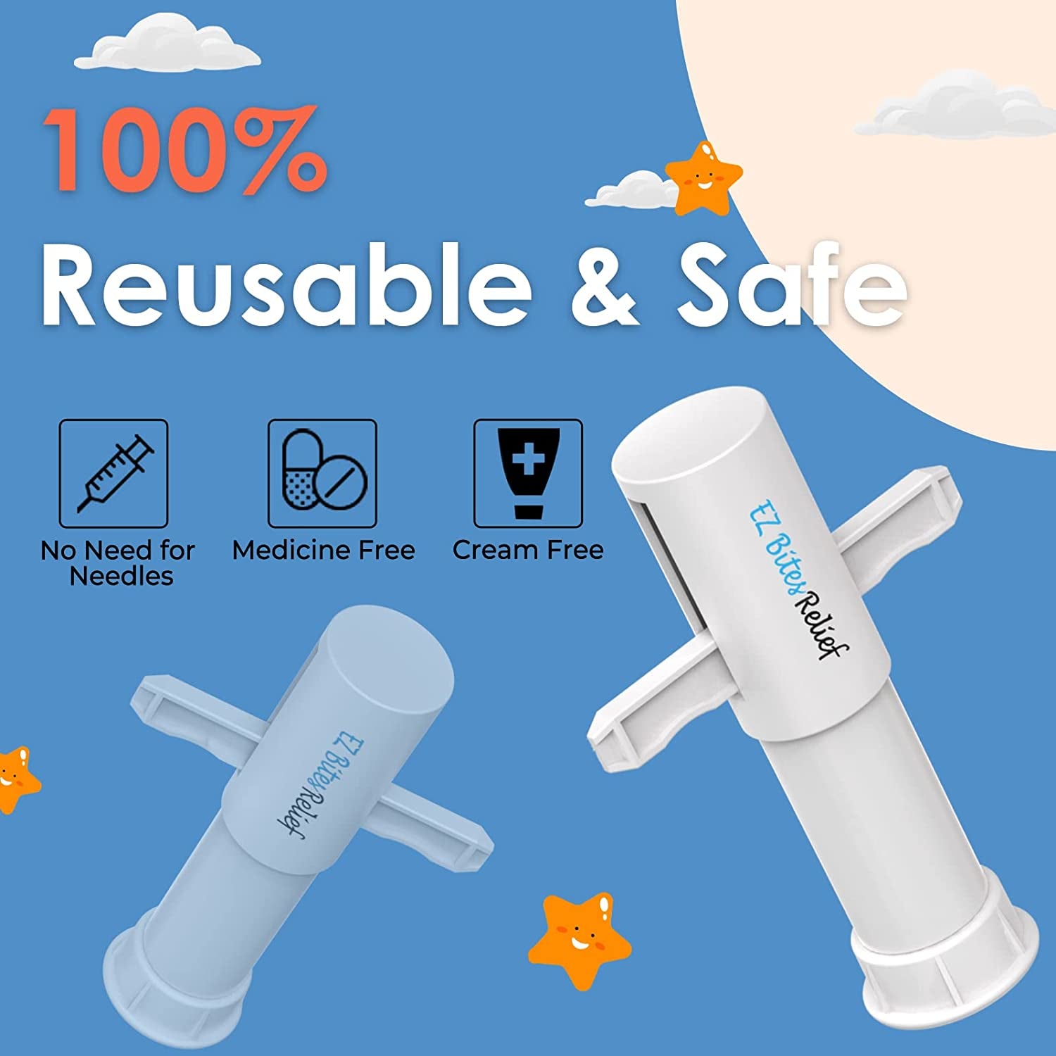 Bug Bite Suction Tool White, Kid Friendly Venom Extractor Itch Relief, Natural Reduce Itch & Swell, Bite & Sting First Aid for Outdoor Hiking, Backpacking and Camping